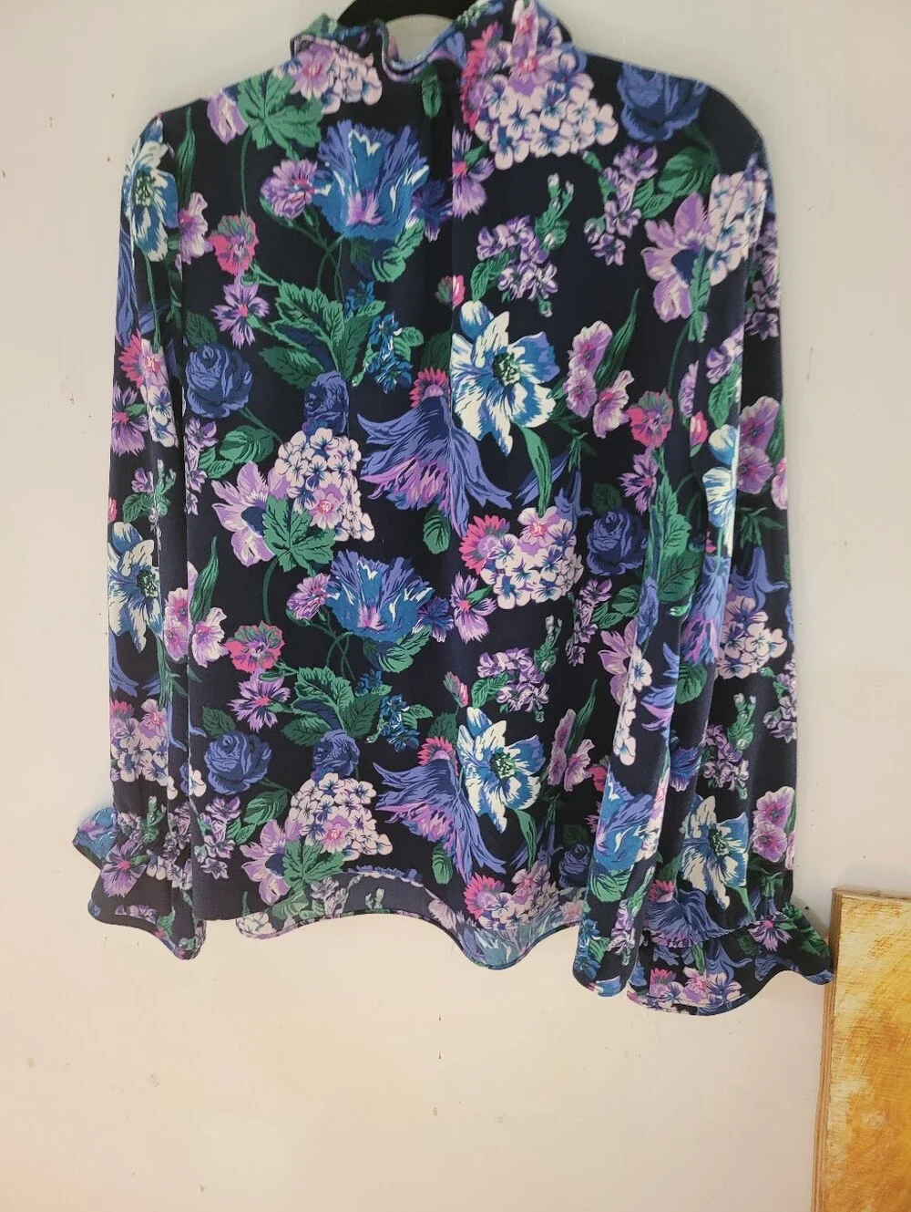 J. Crew XXL Black Floral Skirt with Purple & Green Print